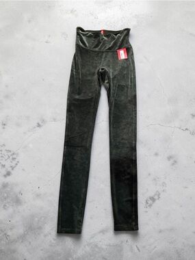 SPANX Olive Green Velvet Leggings